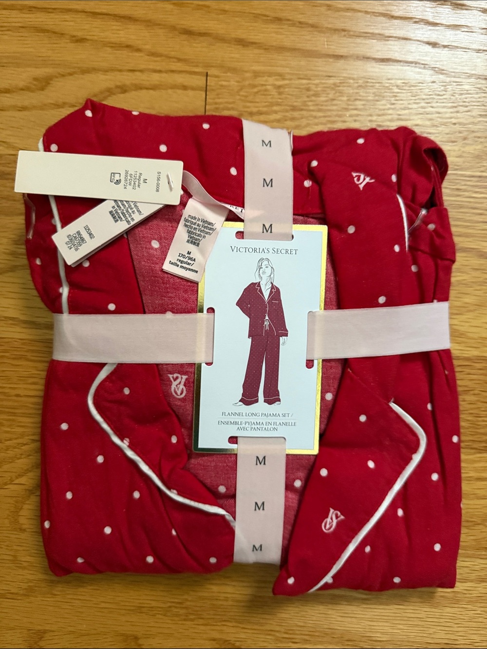 Victoria's Secret Red Polka Dot Pajama Set with White Piping